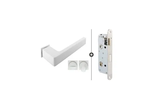 Toiletslot pakket deurkruk Dayton wit toiletgarnituur Tulsa wit met Toiletslot RVS