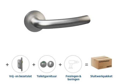 Toiletslot pakket deurkruk Apus RVS toiletgarnituur Pavo RVS met toiletslot