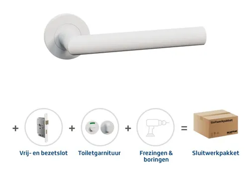 Toiletslot pakket deurkruk Aquarius wit toiletgarnituur Pavo wit met toiletslot