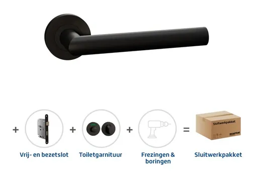 Toiletslot pakket deurkruk Aquarius zwart toiletgarnituur Pavo zwart met toiletslot