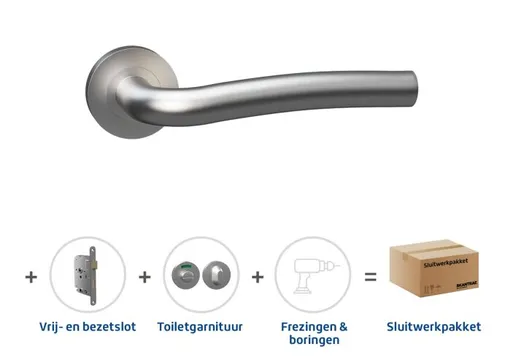 Toiletslot pakket deurkruk Aries RVS toiletgarnituur Pavo RVS met toiletslot