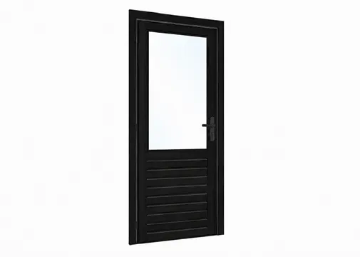 Vuren glasdeur zwart ruit 100x205cm links inclusief RVS deurbeslag