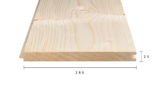 Vloerdeel Vuren 32x300mm (werkend 25x280mm) mes en groef geschaafd