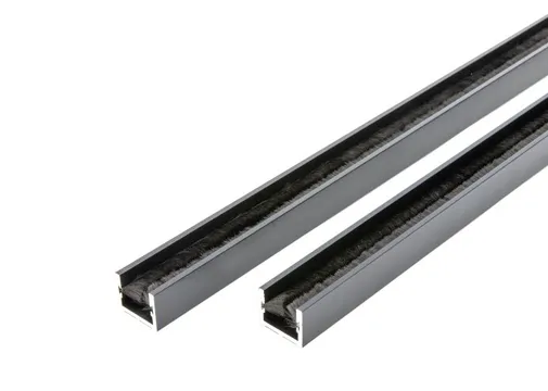 Wandprofiel 2700mm voor 1-rail glazen schuifwand mat zwart