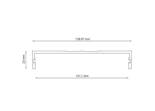 Wandprofiel 2700mm voor 6-rail glazen schuifwand mat wit