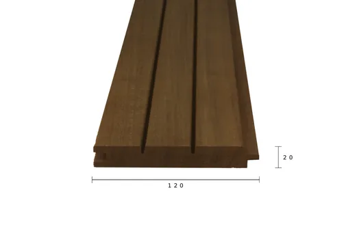 Thermisch gemodificeerd Ayous triple blokprofiel 20x140mm (20x130mm) vario