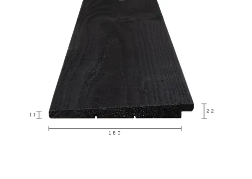 Zweeds Rabat Douglas (Gespoten) 11-22x195mm (werkend 180mm) geïmpregneerd, Zwart Gespoten