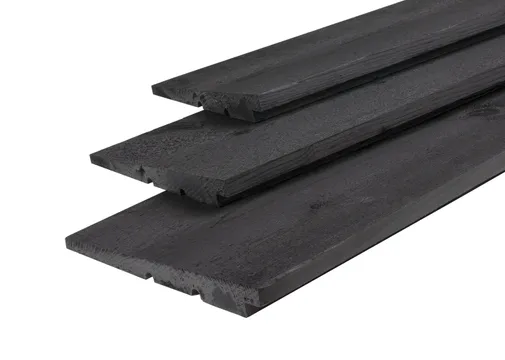 Zweeds rabat 11-22x195mm (werkend 180mm) fijnbezaagd geïmpregneerd, Zwart Gespoten