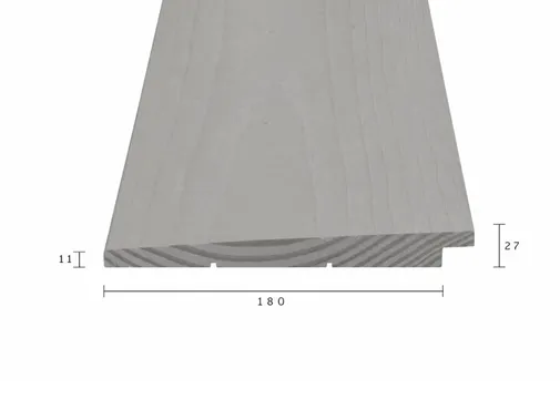 Zweeds rabat Douglas 11-27x195mm (werkend 180mm) grijs geïmpregneerd (gespoten)