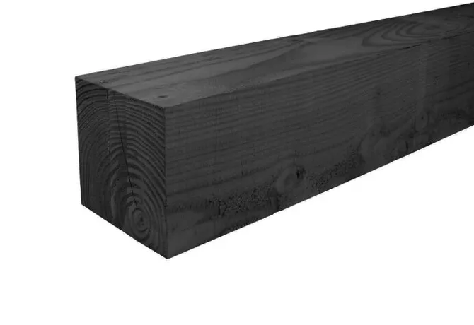 Paal Douglas hout 120x120mm fijnbezaagd zwart geïmpregneerd (gedompeld)