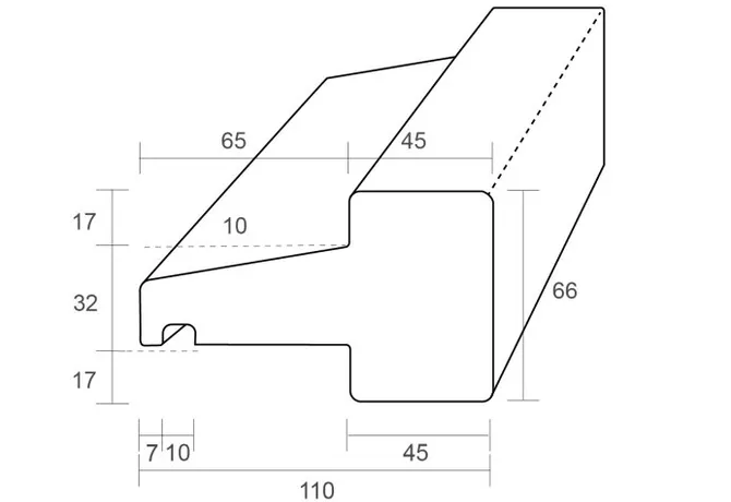 Kalfdeel Meranti kozijnhout (model D) 66x110mm 2x gegrond