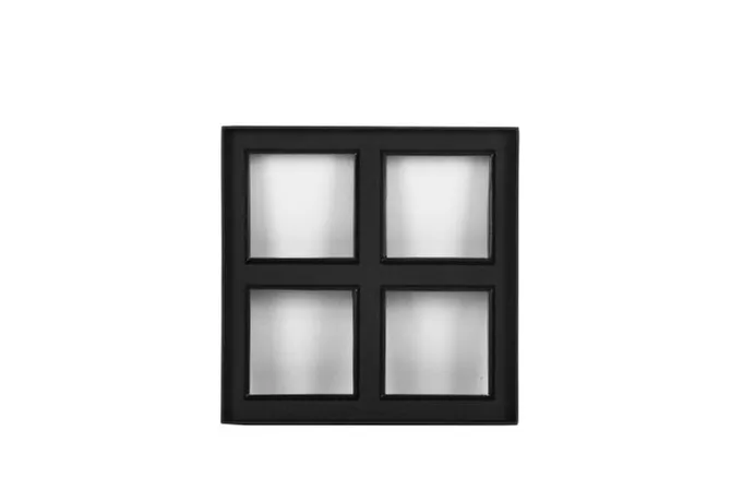 Metalen raam vast vierkant dubbelglas 30x30x5cm zwart