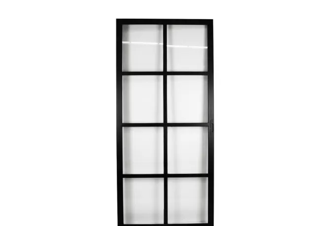 Stalen schuifdeur 8-vaks zwart met glas 957x2095mm