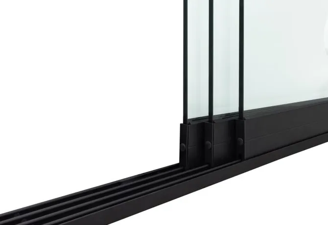 Glazen schuifwand 3-rail mat zwart RAL9005M